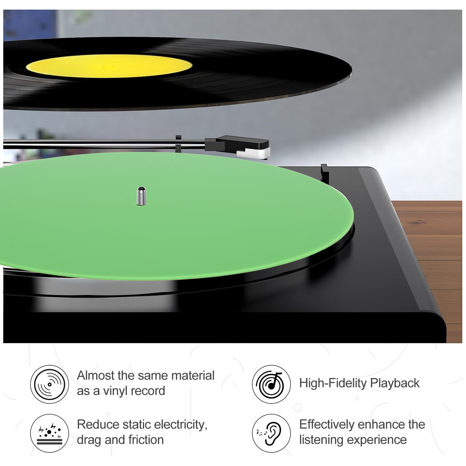 Vinyl Record Cleaner - 레코드 플래터 슬립 매트, 아크릴 턴테이블